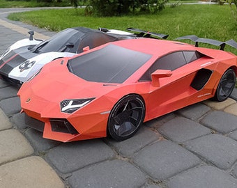 Lamborghini Aventador Racer DIY 3D Papercraft Car Template, Papercraft Model for Adults and Kids, Instant Download PDF