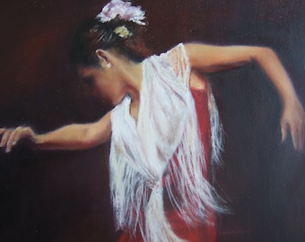 Flamenco Dancer, Oil Painting on Canvas, Original Art, Impressionist Style, Figurative Art, Italy Painting, Wall Art, Woman, Dance