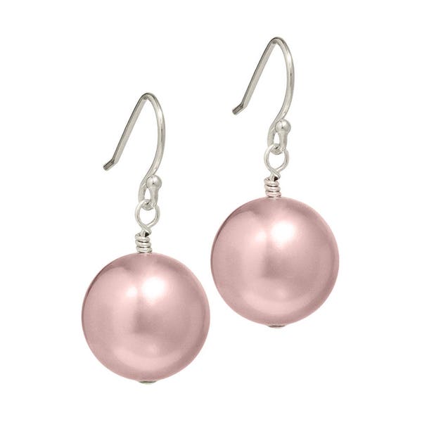 Pink Pearl Drop Earrings | Pink Pearl Earrings | Swarovski Pearl Drop Earrings | Pink Earrings