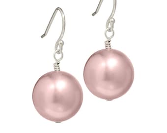 Pink Pearl Drop Earrings | Pink Pearl Earrings | Swarovski Pearl Drop Earrings | Pink Earrings