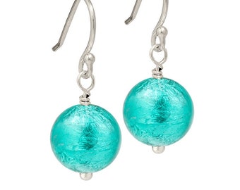 Jade Murano Glass Earrings | Jade Green Glass Earrings | Green Earrings | Sterling Silver Earrings
