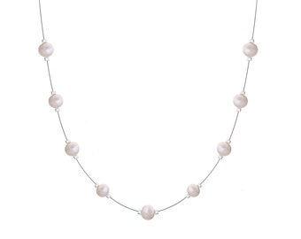 COLLANA di perle coltivate, susta in oro bianco 18 KT. | Trionfante Benedetto Casa d'Aste