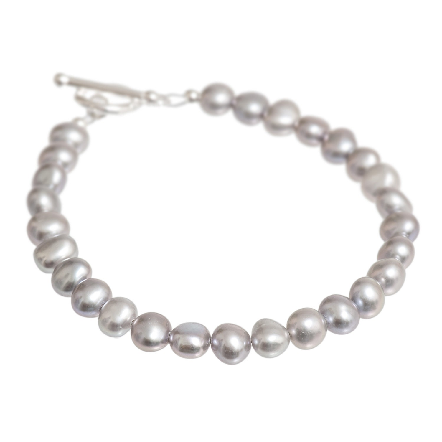 【HYERES LOR】23SS★ H edition Dark Gray Pearl Bead Bracelet Freshwater Pearl Bracelet | Grey Pearl Bracelet | Grey