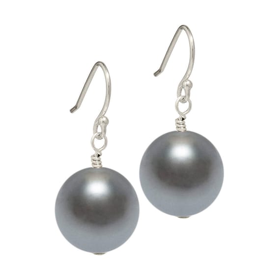 Dark grey pearl earrings deals