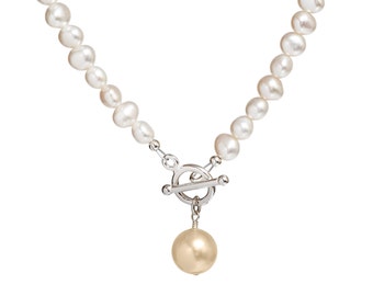 Collier de perles d’eau douce avec | de goutte de perle Véritable collier de perles | Collier de mariées | Bijoux de mariage