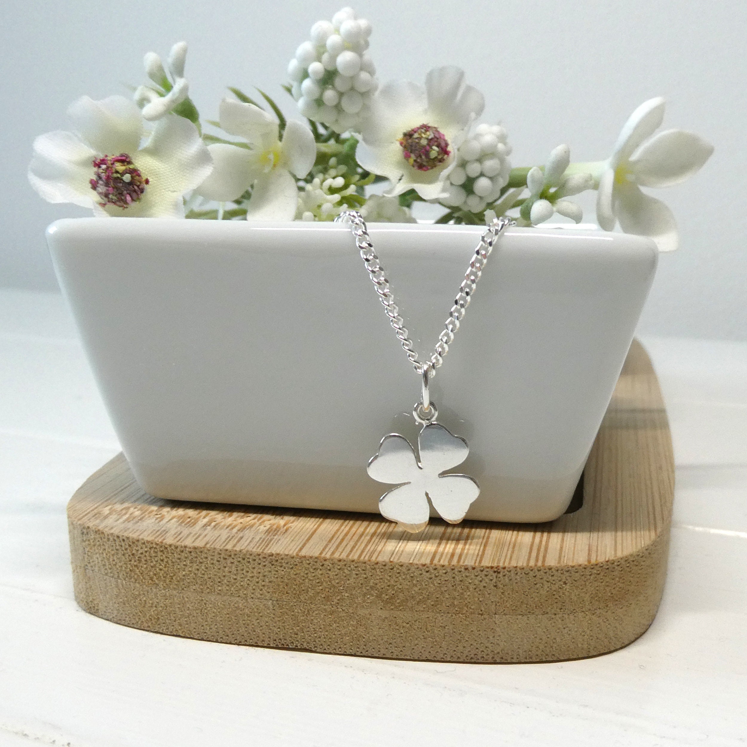 Silver Four Leaf Clover Pendant | Silver Clover | Lucky