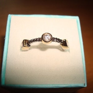 Genuine Pink And White Topaz 14K Gold / 925 Sterling Silver Ring Size 5