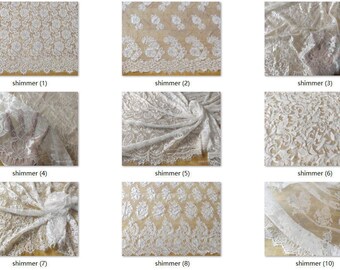 shimmer lace fabric in 3yards, off white lace fabric  , Chantilly Eyelash white Lace Fabric for Wedding Gowns, Bridal Veils, Mantilla 1-10