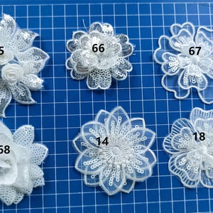 sequins Flower appliques,3D lace sticker,lace applique,off white applique,Lace flower