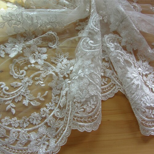 Lace Fabric in White3d Embroidery Dress Lace Sell by Yard Etsy