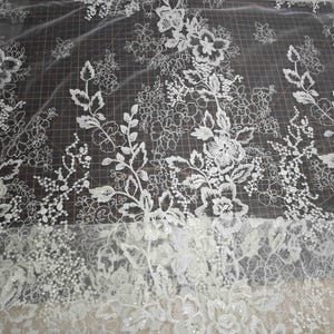 Floral Lace fabric , off white embroidery flower lace fabric , White Floral organza Lace for Girls, DRESS Lace supply ,lace fabric