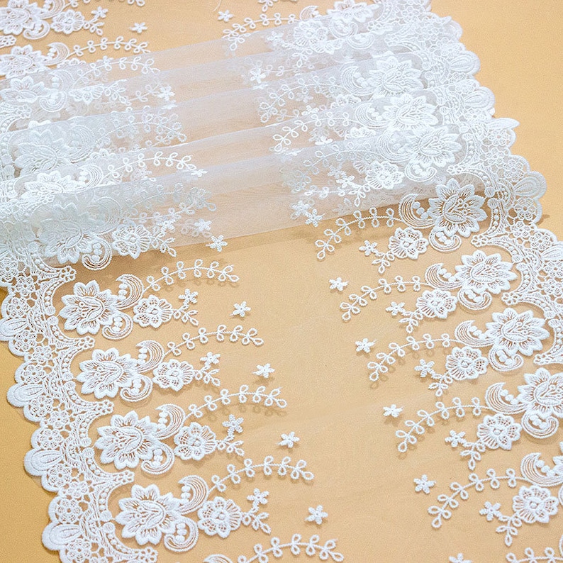 Double sides Flower Embroidery Fabric ,Cotton Lace Fabric ,Floral wedding lace fabric image 6