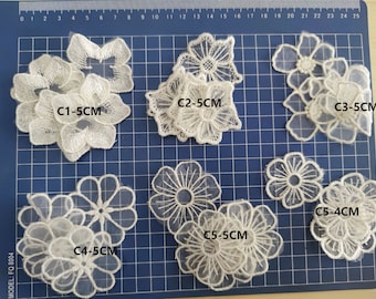 10pcs off white Lace applique,flower appliques,3D lace sticker