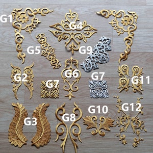 Gold applique  ,embroidery patch,lace applique,Baroque applique  --1pair(2pcs)