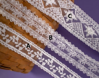 DIY Decoration Clothes Skirt  flower Cotton white lace trim,Bride Lace Bridal Lace  Ivory lace-LLET011