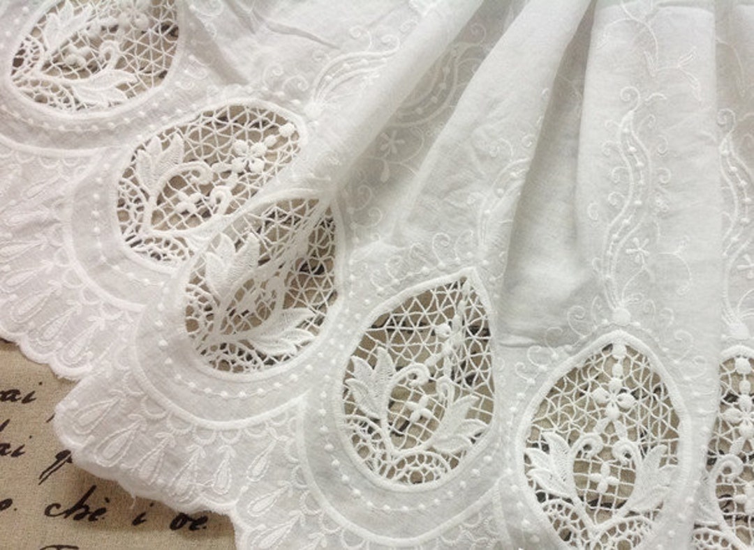 4.2ft Cotton Ivory Lace Fabric in White Retro Hollowed Flower - Etsy