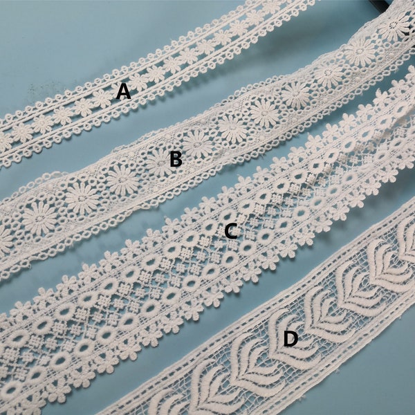 off white Cotton Lace Trim by yard, lace trimming , cotton lace, cotton trim lace, retro scalloped lace trim-LLCT006