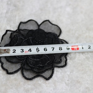 Black Lace applique,5pcs flower appliques,3D lace sticker image 9