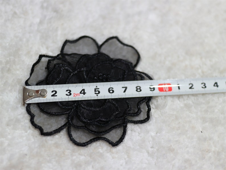 Black Lace applique,5pcs flower appliques,3D lace sticker image 9