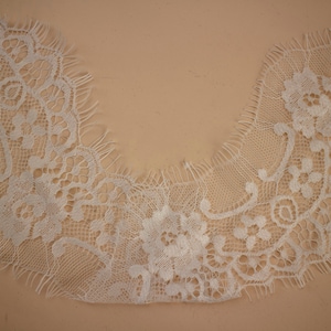 off white Lace Trim, Bridal Lace, Wedding Gown Lace, Alencon Lace, black Lace Trim-LSET012 image 5