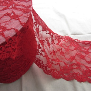 Stretch lace trim ,Red lace edges, Wide Stretch Lace Trim. 7,1yard image 1