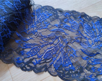 Blue Stretch lace trim,Elastic Lace,Lace Headbands ,blue wedding lace,Stretch Lace Trim -lingerie lace Trimming,trim sell by yard