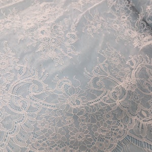 Chantilly Eyelash Lace Trim, Chantilly Lace Fabric, 59 inches Wide for Veil, Dress, Costume, Craft Making