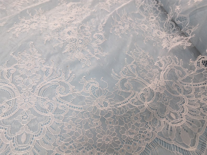 Chantilly Eyelash Lace Trim, Chantilly Lace Fabric, 59 inches Wide for Veil, Dress, Costume, Craft Making image 1