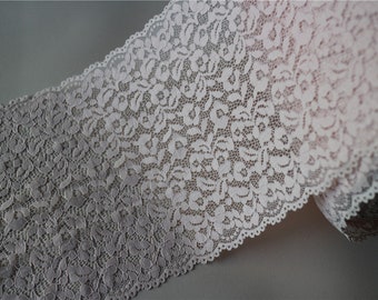 Pink Lingerie Stretch Lace Trim, Off White Elastic Lace, 22cm