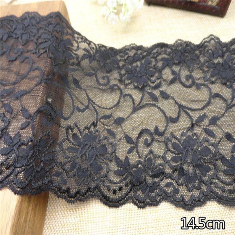 ivory white wedding lace,Stretch Lace Trim Extra Wide Lace Trim, 6 Wide Lace Trim white image 4