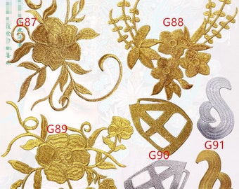 Gold patch, Gold appliques ,DIY patch --2pcs, gold sticker-G87-G91