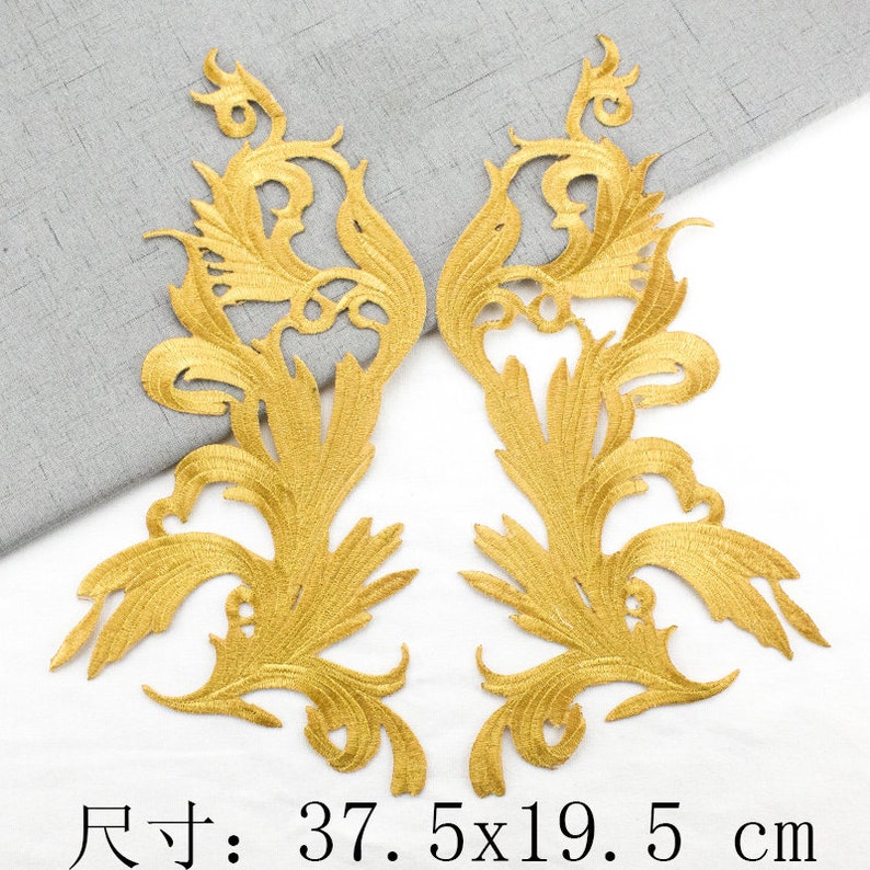 Gold applique ,embroidery patch 1pair2pcs image 3