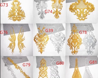 Gold applique in big size  ,embroidery patch,lace applique,Baroque applique sell by pair(2pcs)----G73-G81