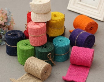 Rubans de toile de jute, toile de jute rouleaux. Ruban de jute-2yards dans 1 rouleau, bleu ruban de jute toile de jute ruban, vert