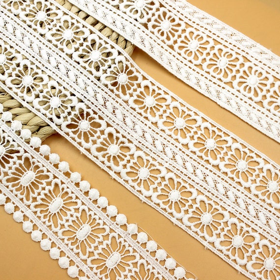 Off White Lace Ribbon,cotton Lace Trim, Retro Crochet Lace, White