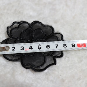 Black Lace applique,5pcs flower appliques,3D lace sticker image 8