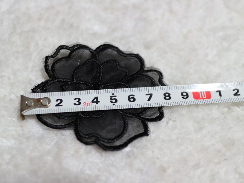 Black Lace applique,5pcs flower appliques,3D lace sticker image 8