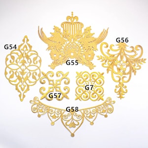 Gold Applikation, Stickerei Aufnäher,Spitze Applikation,Barock Applikation ---1 Paar (2 Stück)-G54-G58