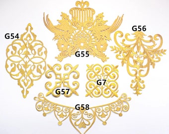 Gold applique  ,embroidery patch,lace applique,Baroque applique  --1pair(2pcs)-G54-G58