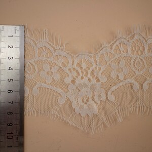 off white Lace Trim, Bridal Lace, Wedding Gown Lace, Alencon Lace, black Lace Trim-LSET012 image 4