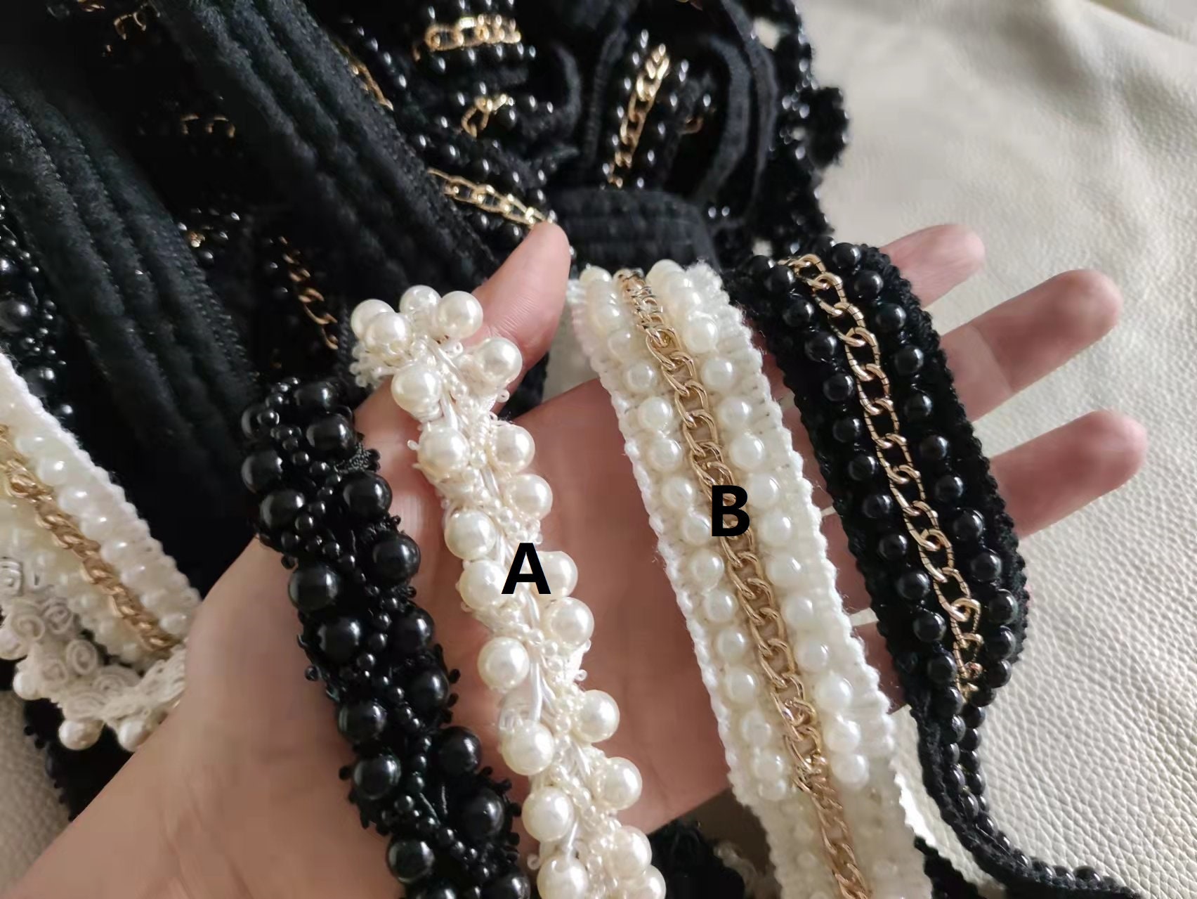 Beaded Trim black Beaded Ribbon Bugle Bead Insertion Etsy