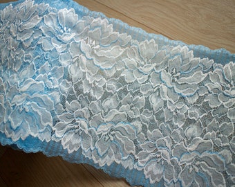 light blue Eyelash Lace wedding Fabric ,stretch lace trim,scallop trimming