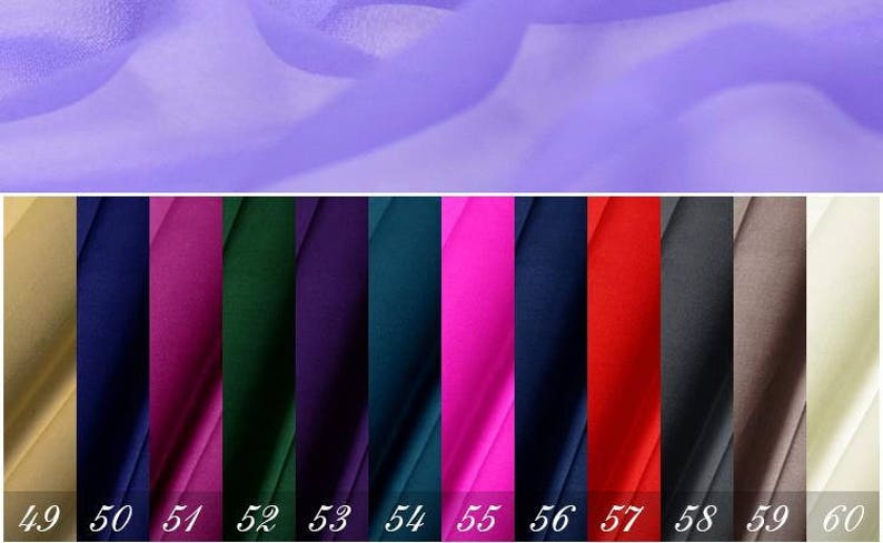 May include: A swatch card with 11 different fabric colors. The colors are: beige, navy blue, magenta, forest green, purple, teal, hot pink, dark blue, red, gray, and cream.