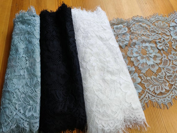 Eyelash Lace Trim, Fog Blue Lace -17cm Wide, Chantilly Lace, Bridal Gown  Lace, Wedding Lace, Garter Lace, Evening Dress Lace, Veil Lace - Etsy