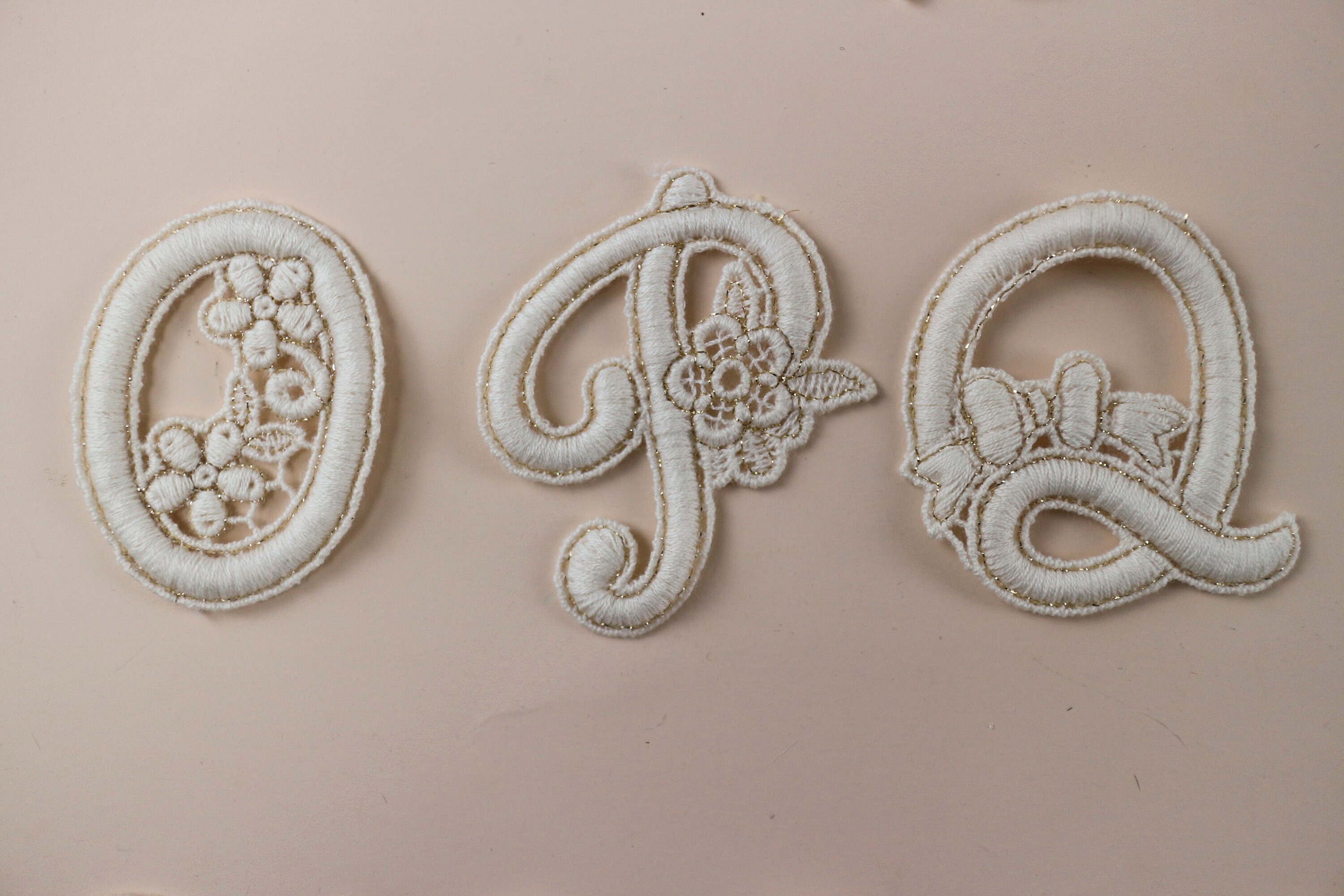 Gold Thread Letters Letters of an Alphabet Appliques With Gold Thread,cotton Embroidery ...