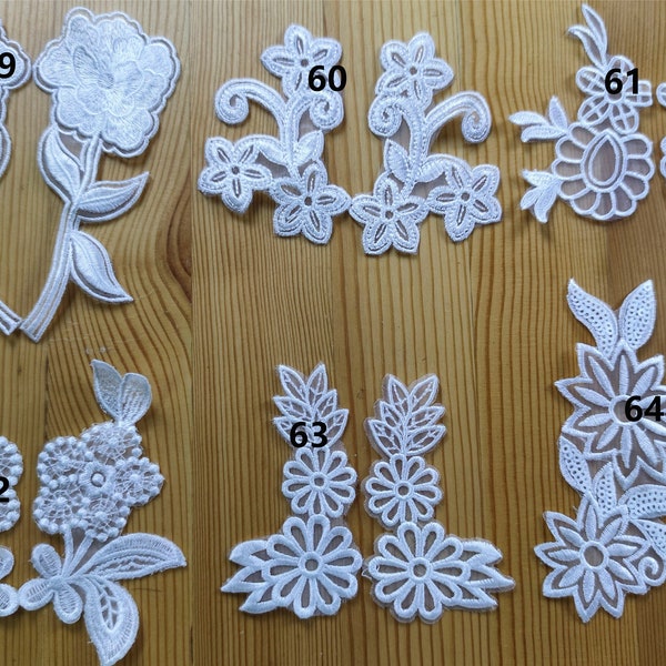 1paire d’appliques de dentelle florale, appliques de fleurs, autocollant de dentelle, autocollant de broderie