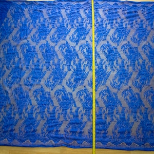 cobalt blue lace fabric,eyelash lace fabric for dress,Blue Dress Chantilly lace