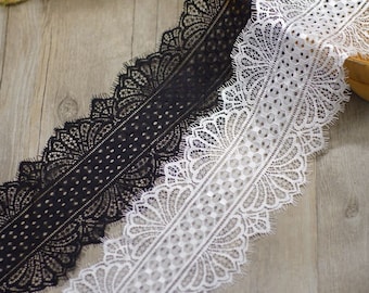 off white lace trim ,Black cording Lace ,3 meters off white French Chantilly Lace ,Exquisite Eyelash Lace Trim,Wedding lace fabric