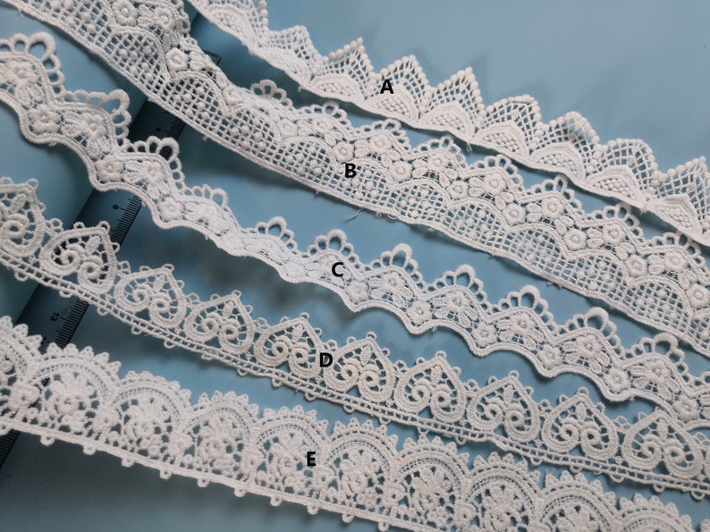 Lace trim sell by yard white cotton lace beige Cotton lace Etsy