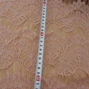 Blush Pink Eyelash Lace Fabric by the Yard or Wholesale for dress,bone lace fabric image 4